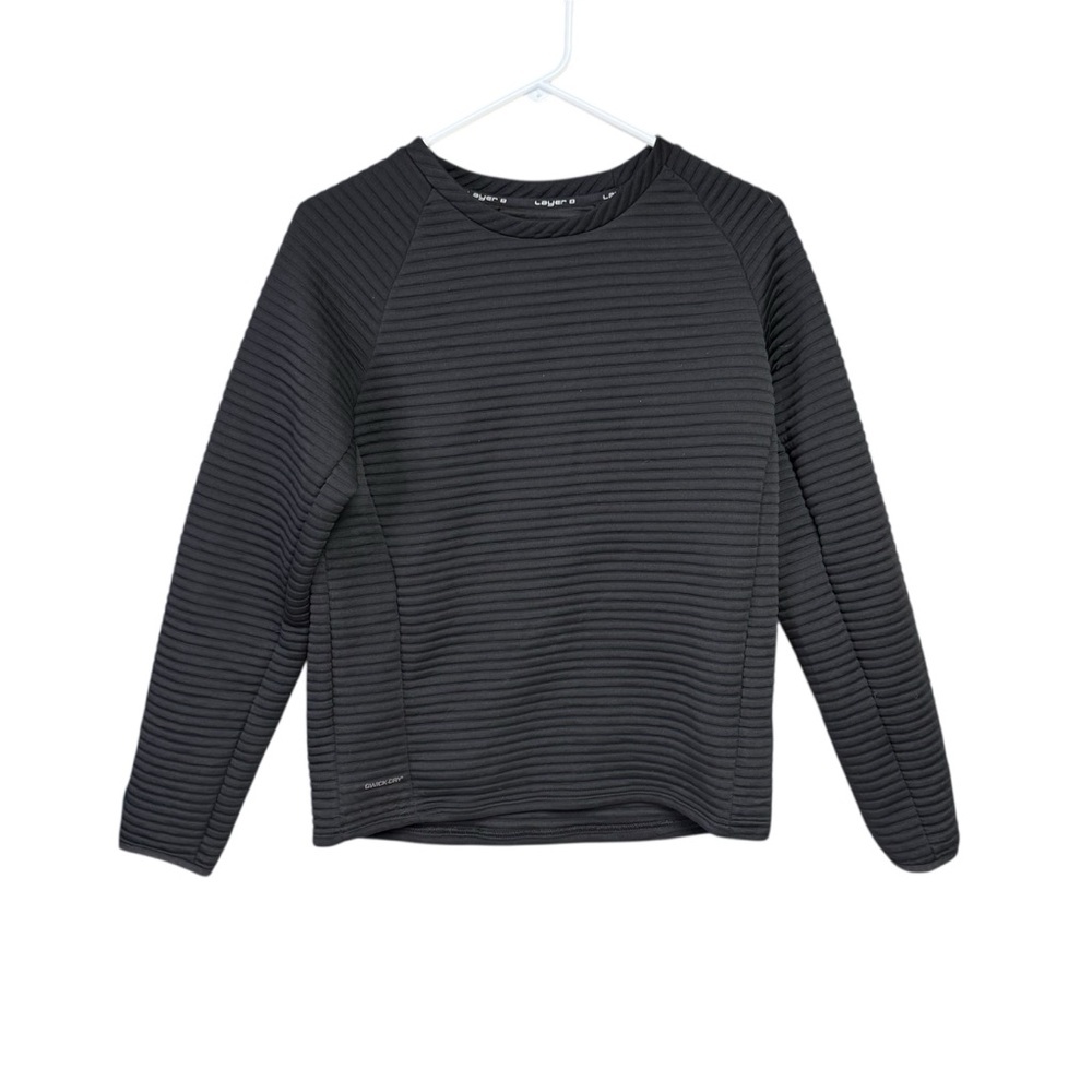 Layer 8 Black Xl (14/16) Ribbed Long Sleeve Top